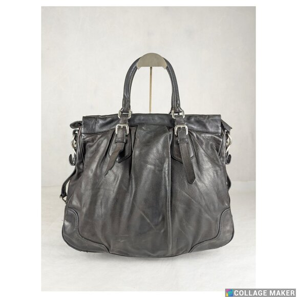 Authentic PRADA Black Leather Vitello Soft Handle Bag Handbag Made in Italy - Picture 2 of 12